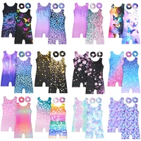 Leotardos de gimnasia para niñas, biketards sin mangas brillantes de dos piezas, ropa deportiva con diadema