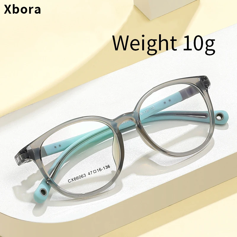 Xbora Oval Silicone Kids Protective Eyeglass Frame Boys and Girls' Eyewear Ultra Light Optical Prescription Glasses 66063