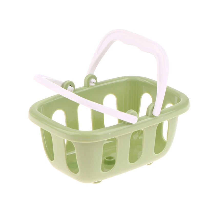 1PC Miniature Storage Basket Pretend Play Toys Kids Mini Supermarket Shopping Hand Basket Model Doll House kitchen Accessery