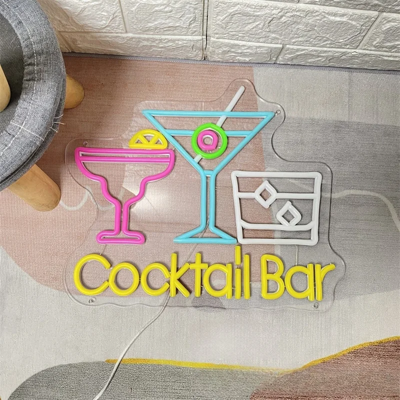 Cocktail Bar Neon Sign Custom Neon Sign Summer Cocktail Led Light Wine Party Decor Bar Wall Decor Opening Sign Neon