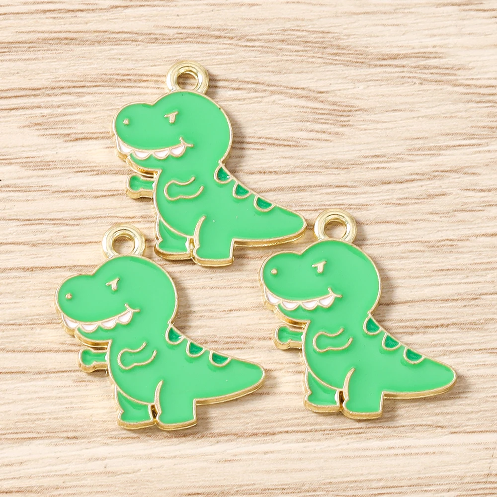 Tusember 10 Stück/Set Niedliche Charms Emaille-Dinosaurier-Anhänger für Schmuckherstellung Niedliche Ohrringe Halsketten Armbänder DIY-Bastelarbeiten – Detail 9