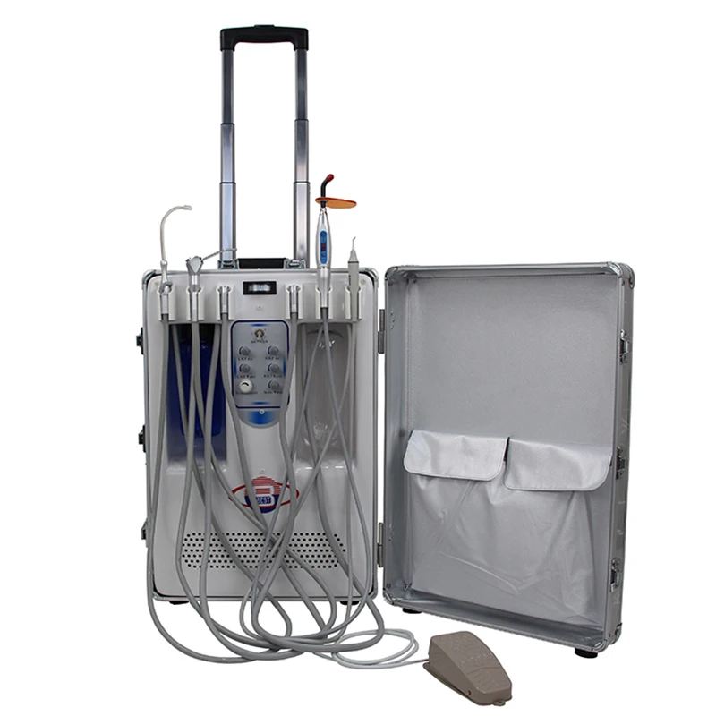 Mobile Portable Dental Delivery Cart Turbine Unit Air Compressor Curing Light Ultrasonic Scaler System