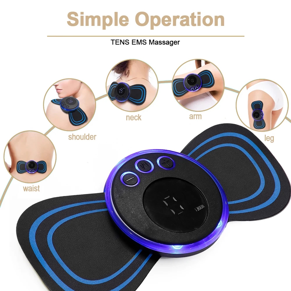 Portable EMS Microcurrent Pain Relief Muscle Stimulator Electric Pulse Neck Back Massager Mini Massage Patch With Electrode Pads image 2