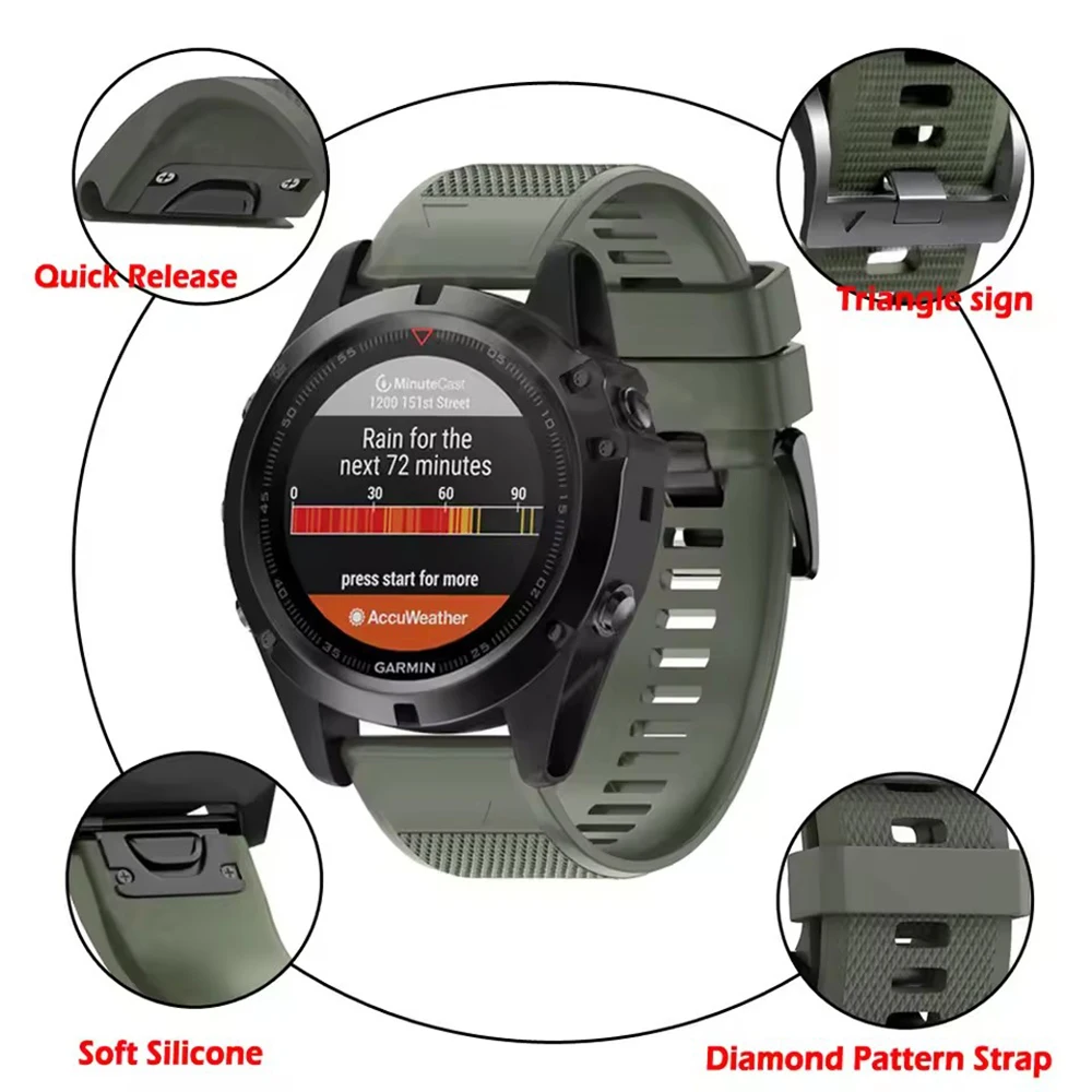 22mm 26mm Siliconen Horlogeband Voor Garmin Fenix 8 E 7 7X6X6 Pro 5 5X Plus Epix Gen2 Enduro 3 Polsbandjes Quick Release Armband