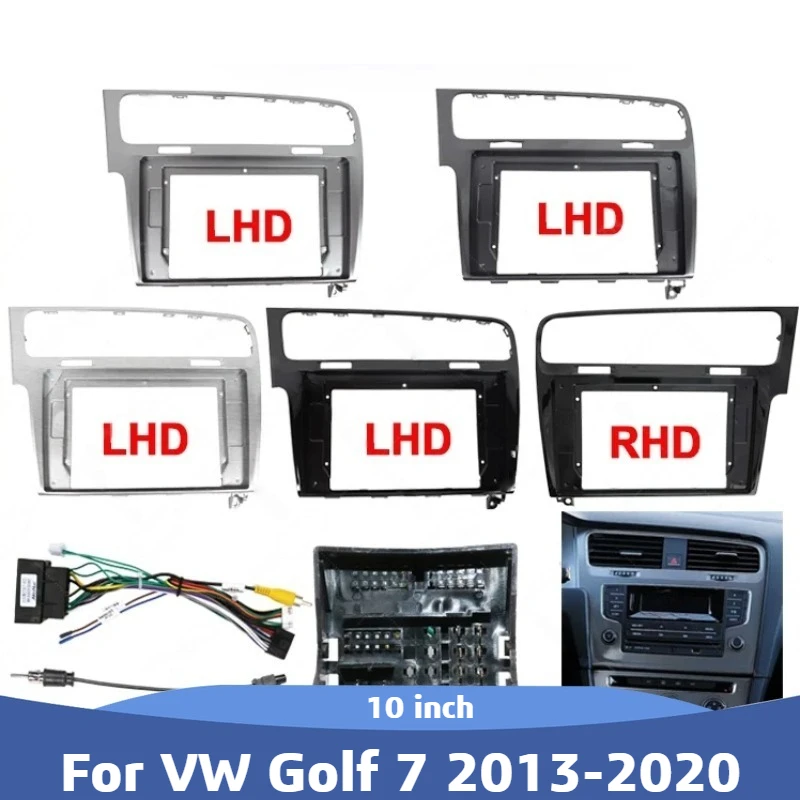 For VW Golf 7 2013-2020 Fascia Stereo Panel Mounting Head Unit Canbus Cable Trim Bezel 10inch Car Radio Face Frame