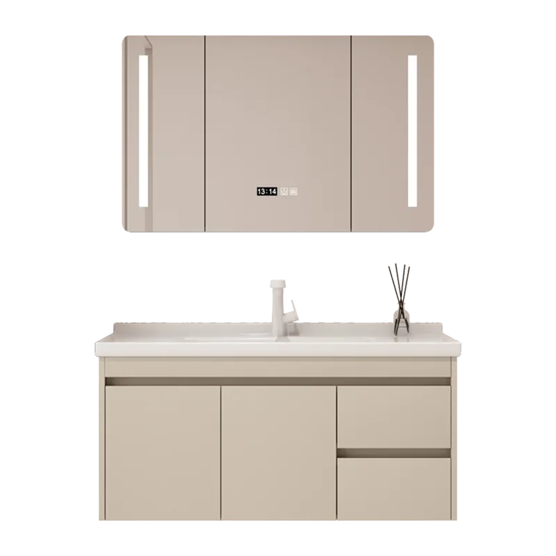 Ceramic Integrated Bathroom Cabinet Combination Basin Modern Simple Bathroom Washbasin Intelligent Solid Wood Furniture