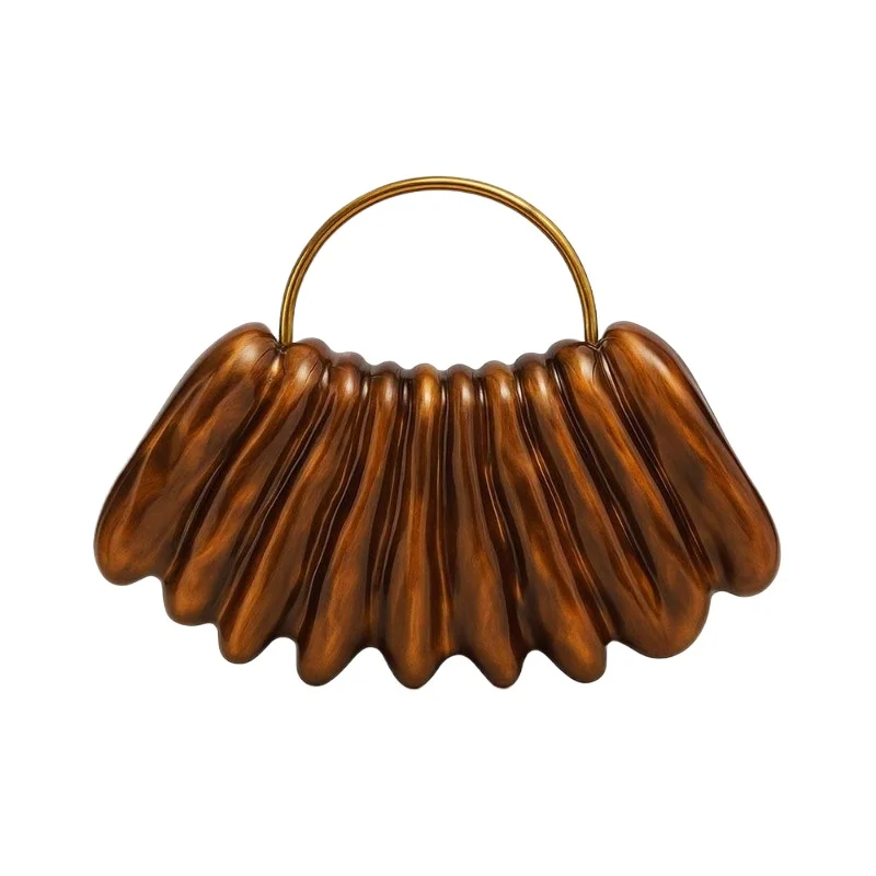 

Сплошной цвет, жесткая акриловая текстурированная вечерняя сумка в полоску, женская элегантная сумка для свадебной вечеринки с металлической верхней ручкой, банкетная сумка