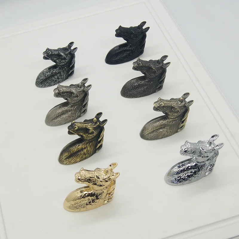 Horse Head Sculpted Metal Cupboard Knobs Kitchen Vintage Door Handles Cabinet Pull Furniture Drawer Hardware Wardrobe Handle