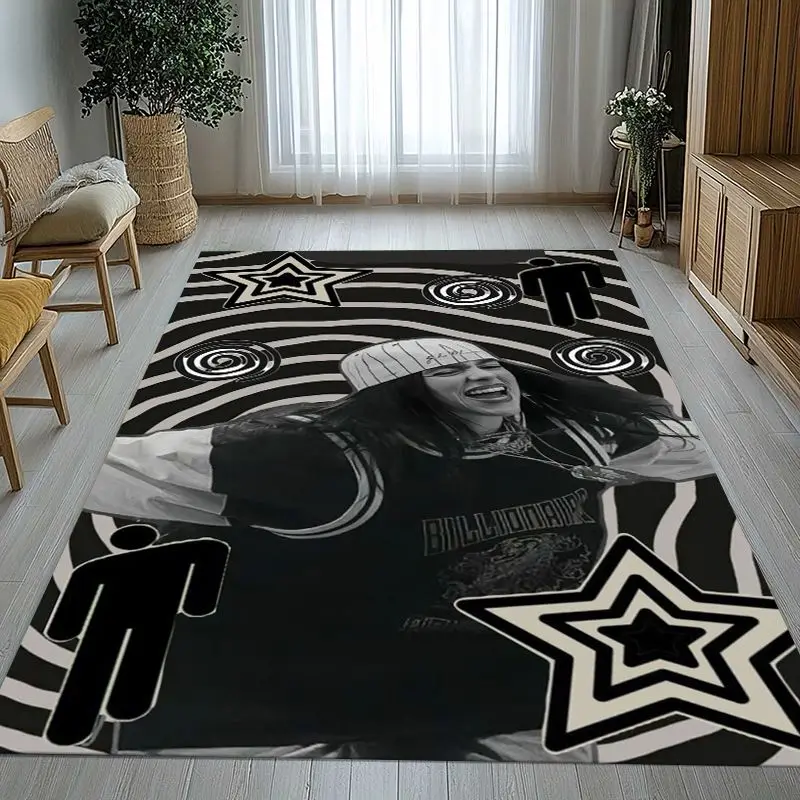 Billie Eilish Style Grunge Music Corner Non-Slip Large Area Rug for Living Room,Bedroom Playroom Carpet Mat for Sofa,Home Decor
