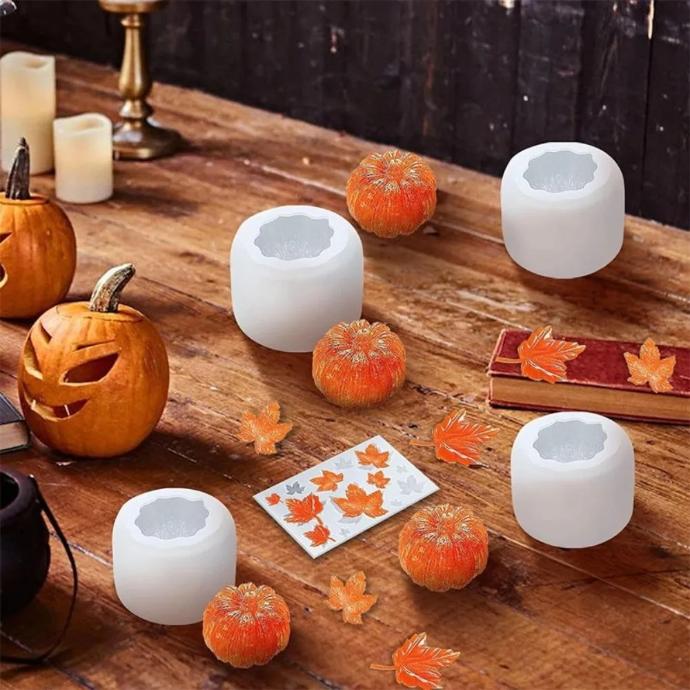 4Pcs/Set Festive 3D Realistic Silicone Mold Halloween Theme Multi-Use Pumpkin Mold Candle Making Mold For Soap Making