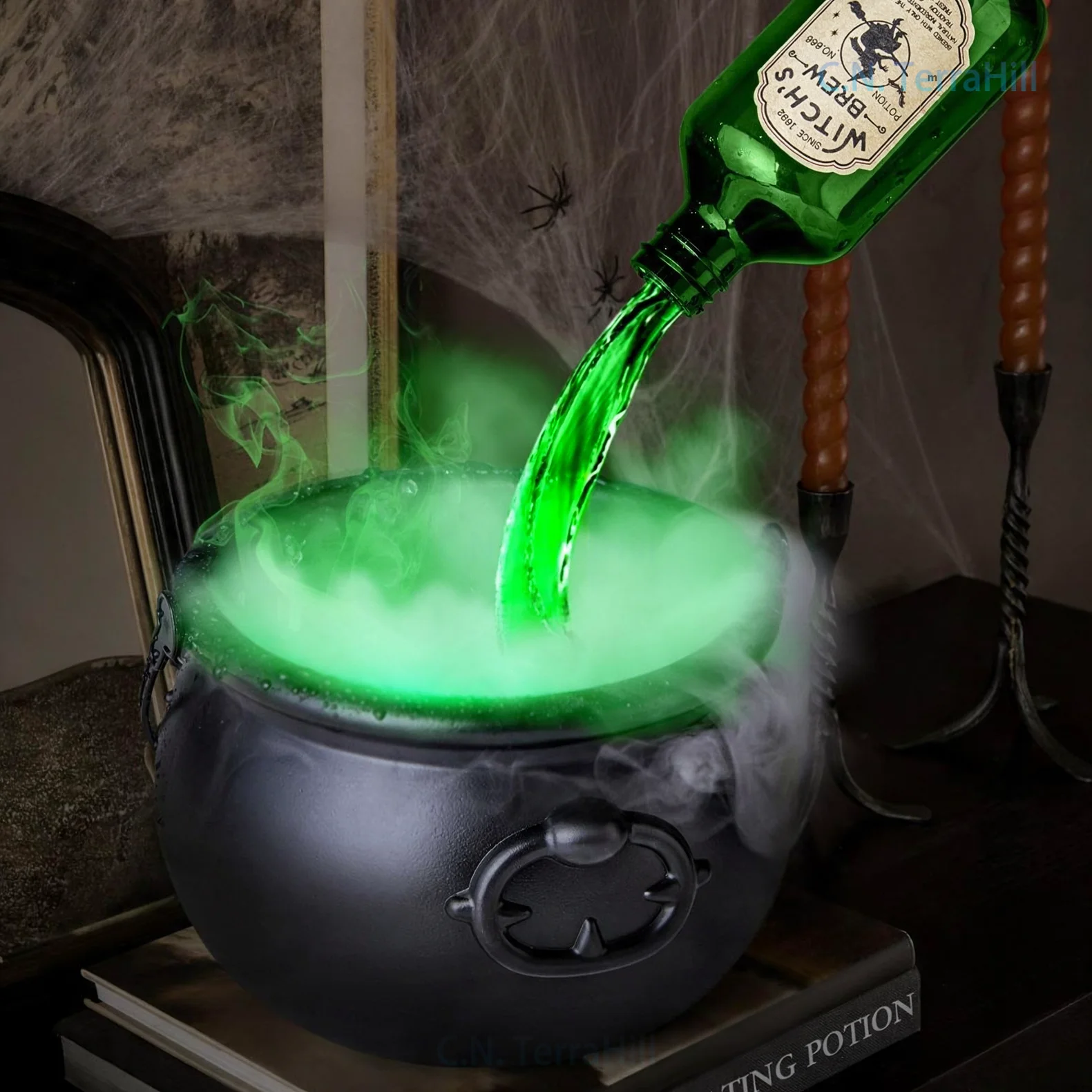 Halloween Black Witch Bowl Hocus Pocus Green Witch Figurine Decoration