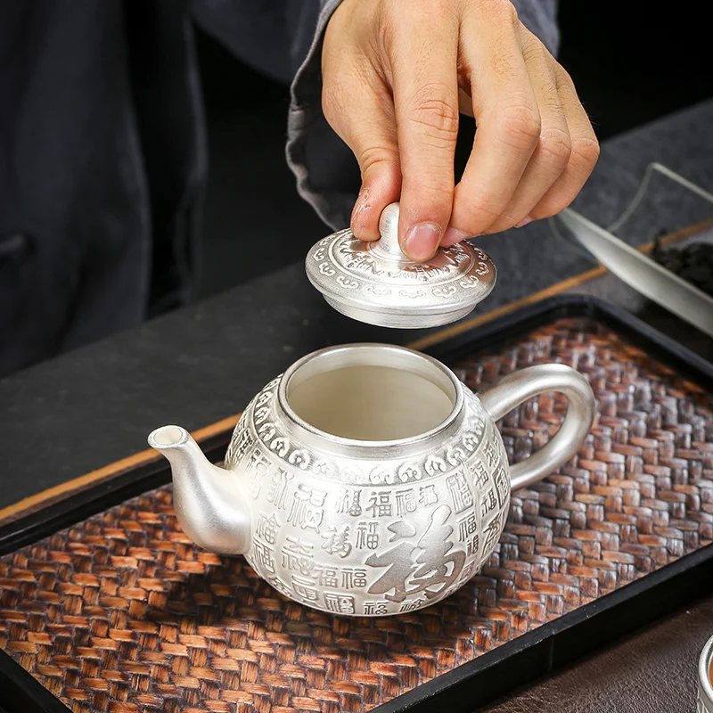 |luxury of a teapot or 999 sterling silver cup tasted silver gilding kung fu tea set gift high-grade purple sand teapot