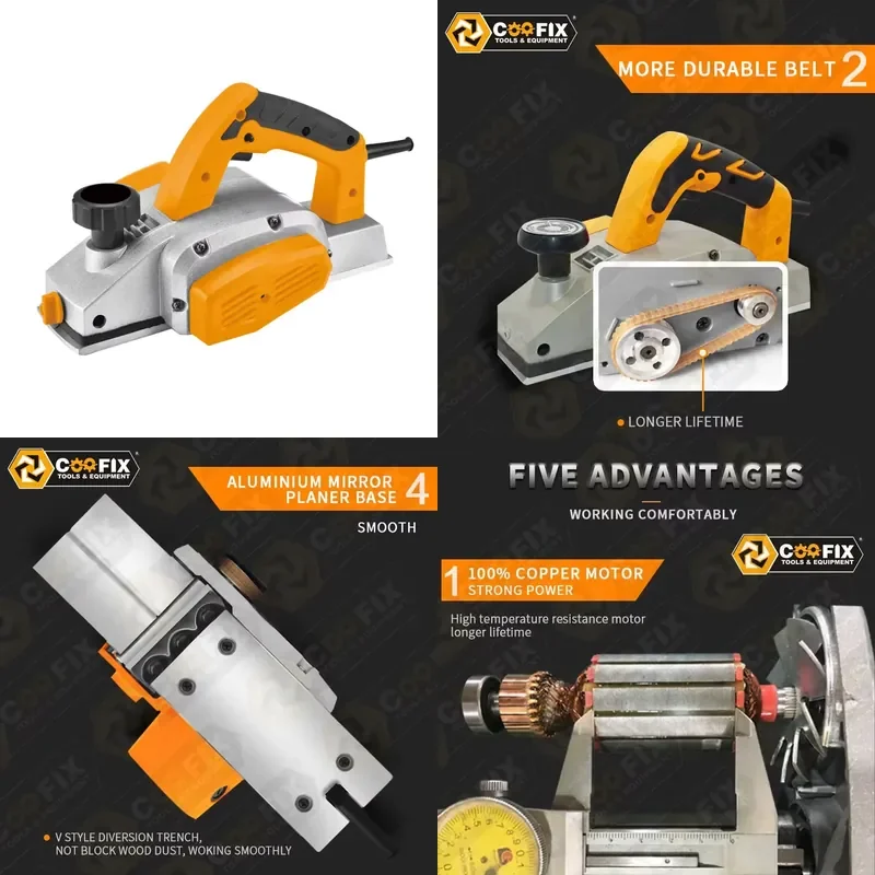 

【CHIMU HOME】 650W Electric Wood Planer for DIY Carpentry and Workshop Use