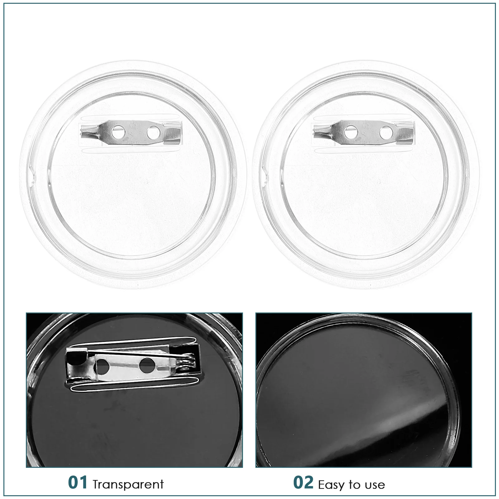 25 pièces broches à boutons transparents bricolage Badge artisanat Kit Badges ronds en acrylique pour Photos personnalisées projets d'art scolaires paquet en vrac