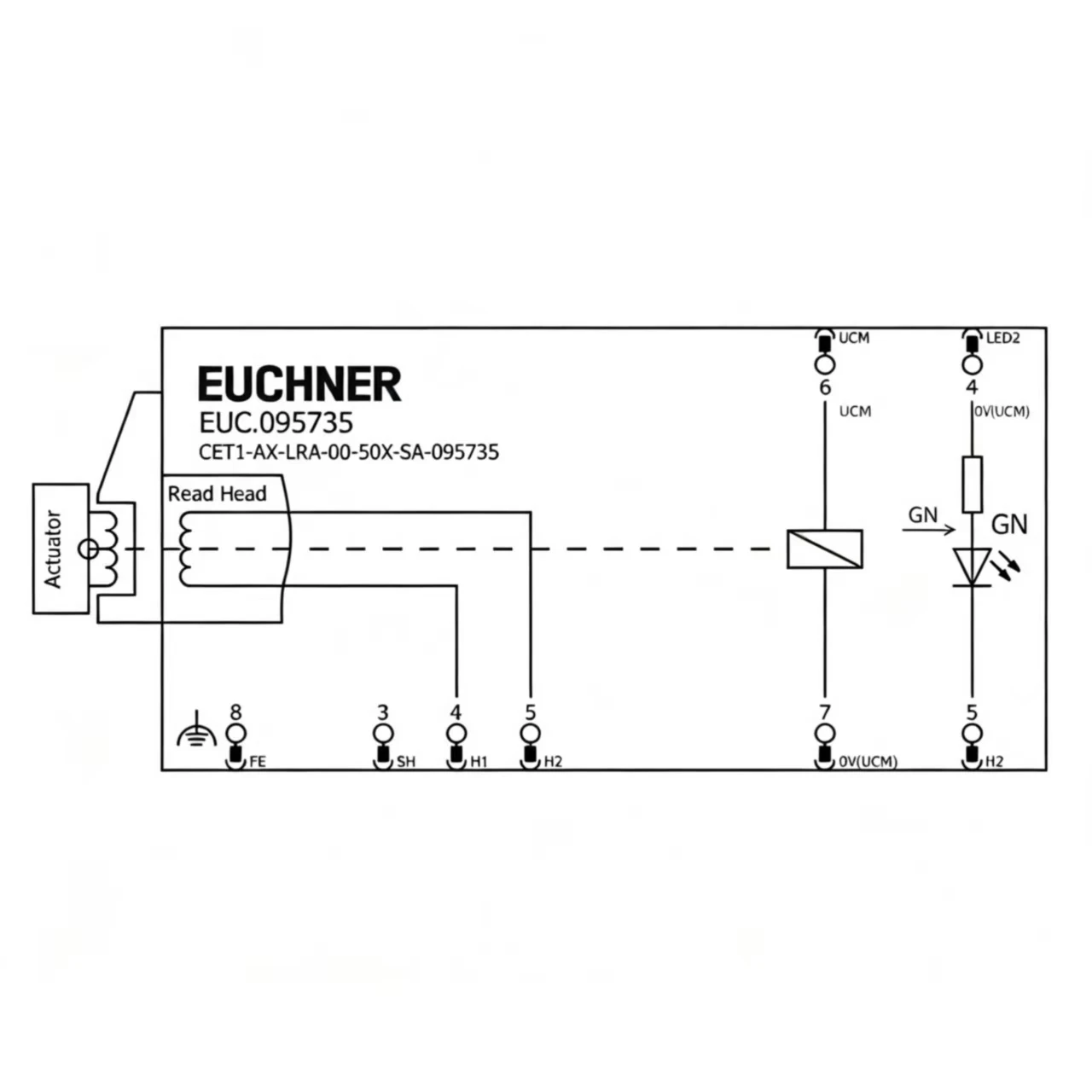 Euchner Transponder Coded Read Head CET1-AX-LRA-00-50X-SA, Part No. 095735