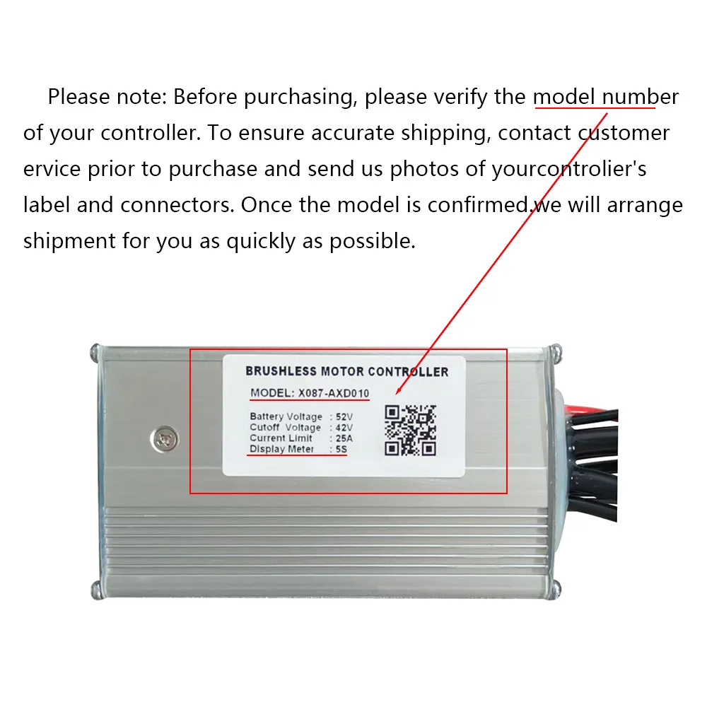 Ebike Brushless Motor Controller 52V 25A Speed Controller for 5S General X087-AXD010 for Electric Bicycle Scooter Motorcycle