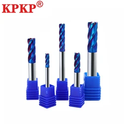 HRC65 Blue Nano Coating fresa 4-Flute carburo di acciaio al tungsteno CNC allungamento macchina lavorazione Flate Endmills Tools