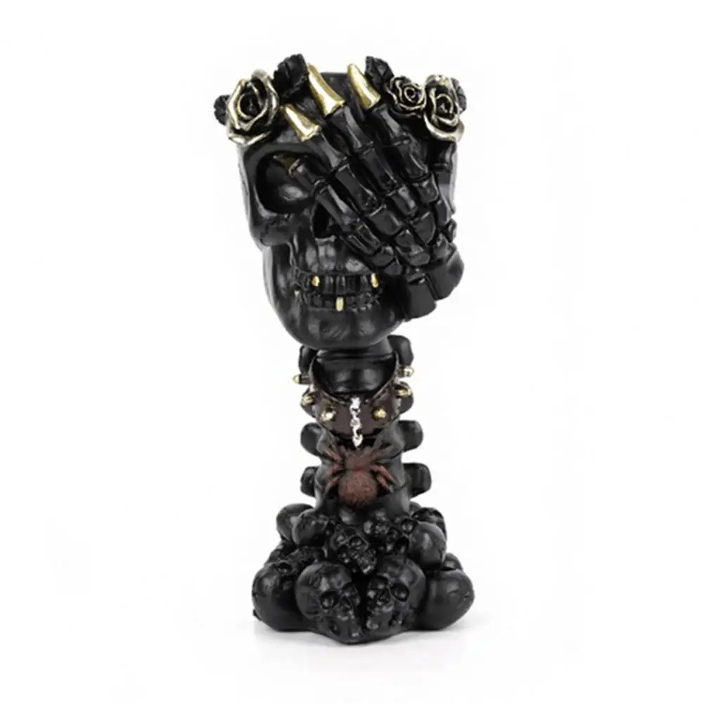 Flower Vase Hear No Evil Skull Vase with Rose Decor Skeleton Figurine for Halloween Altar Collectible Ornament Gift Skull Rose