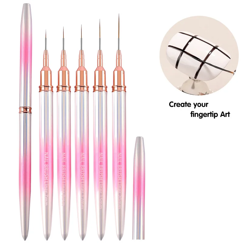 1PC Nail Art Brush Liner Drawing Painting Pen Gel Nail Polish French Style Draw Paint Brushes Manicure Tools Accessory