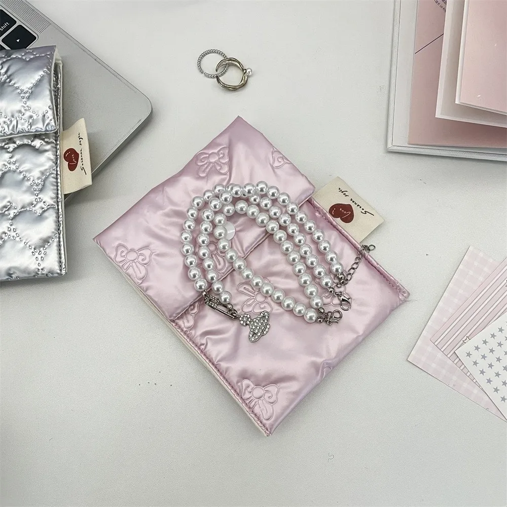 Large Capacity Sanitary Napkins Storage Bag Embossed Bow Multifunctional Travel Storage Bag Solid Color Portable Storage Bag