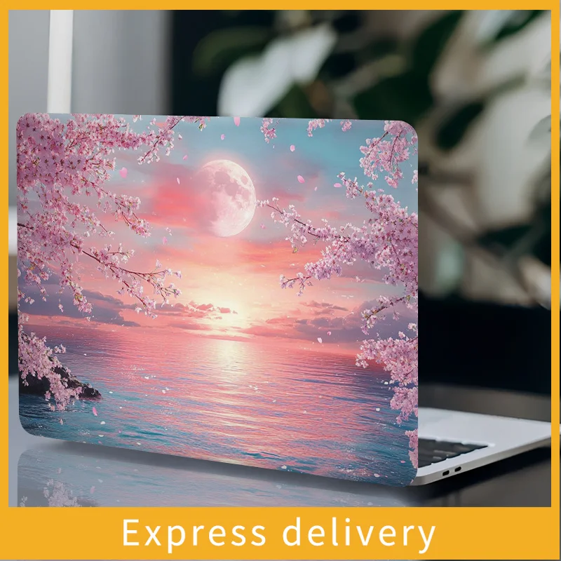 cherry blossoms and moonlight - scratch-resistant PVC material, sticky decorations suitable for various laptop models, laptop