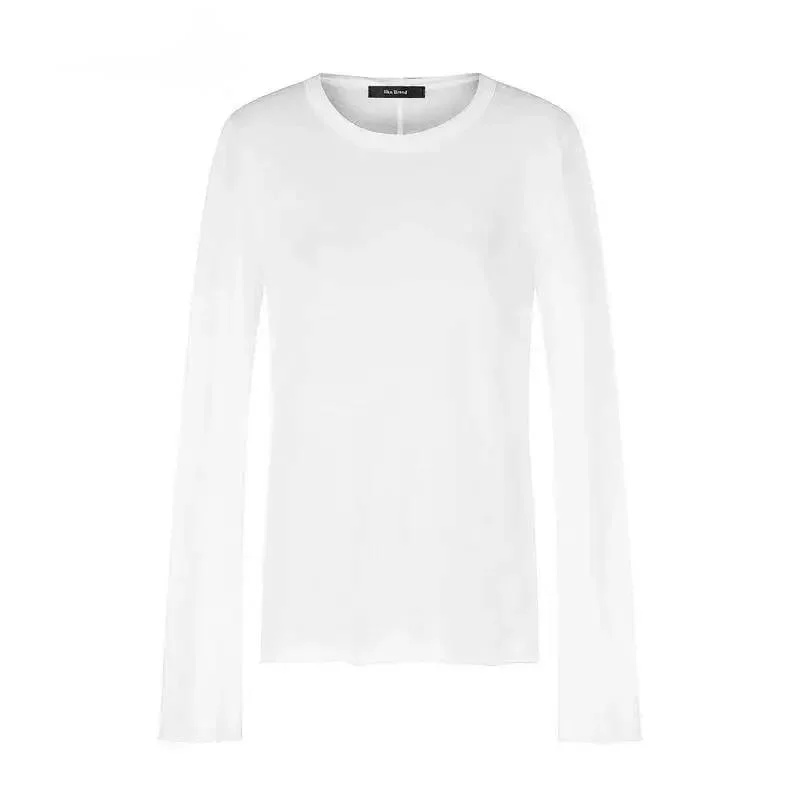 Casual Semitransparent Long Sleeve Base Men's T-shirt Versatile Slim Design Round Collar Fashion Pullover Tops 3GMU