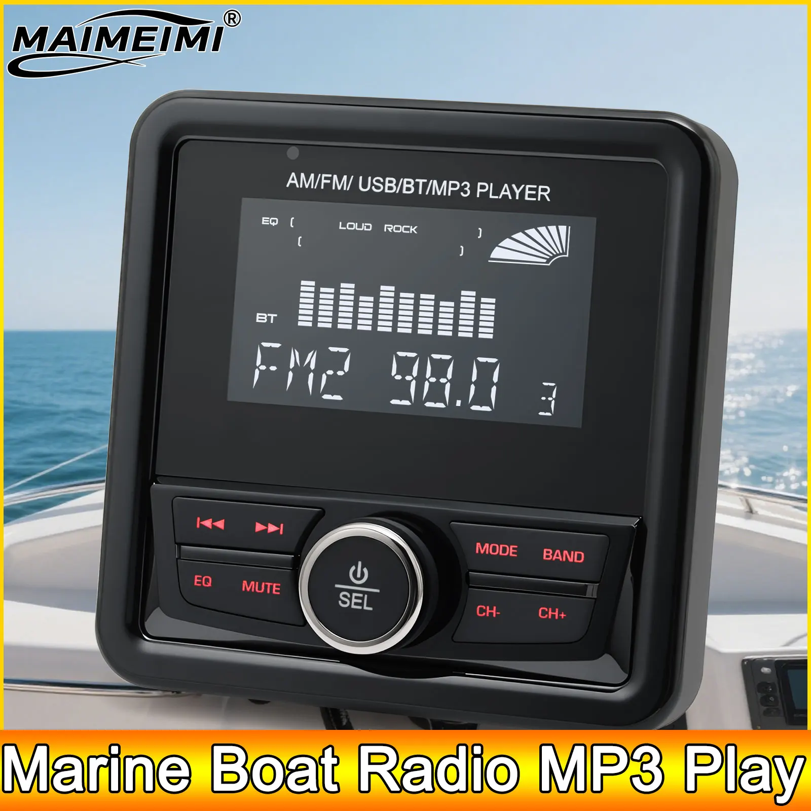 

AD Boat Radio MP3 Marine Stereo Source Media Player AM FM RDS Receiver Video Play Bluetooth-compatible AUX for Yacht ATV UTV Car