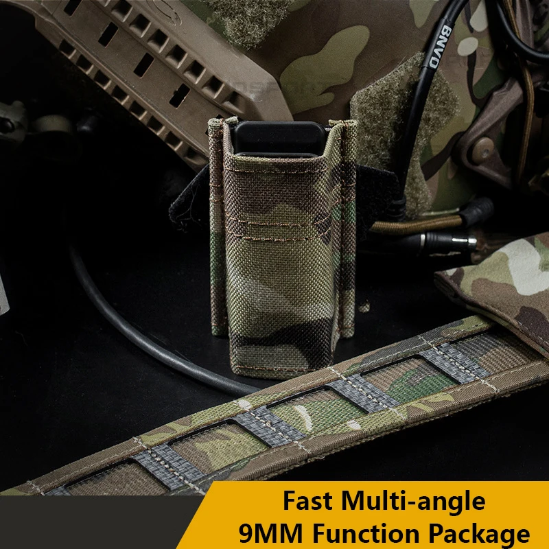 Tactical Single Multi-Function Magazine Box, Accessory Equipment Bag, FAST Multi-angle Single 9mm Camo Function Package