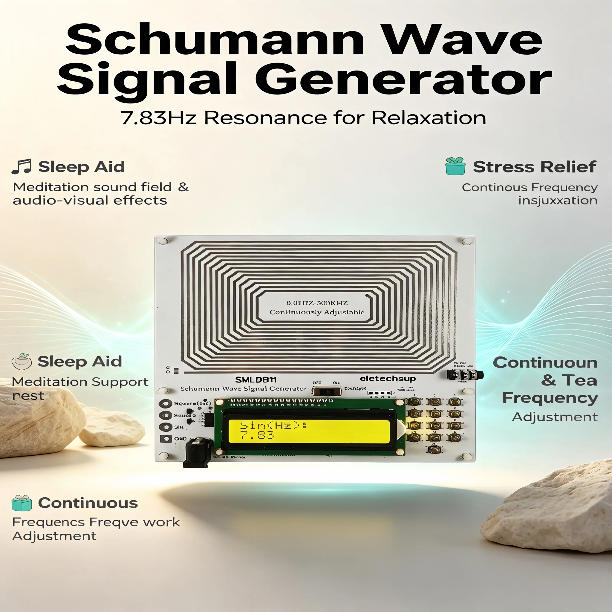 Adjustable Ultra Low 7.83Hz Pulse Solfeggio Frequency Resonator Module Schumann Resonance Signal Generator 0.01Hz-300KHz