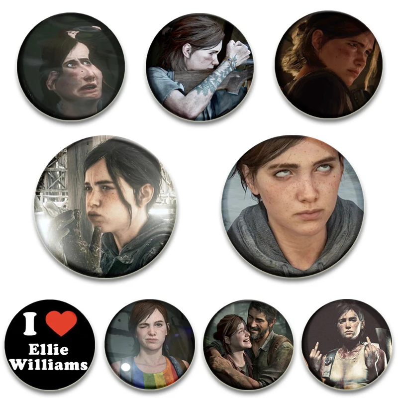 58/44/32mm Creative I Love Ellie Williams Brooch The Last of Us Soft Button Pins Handmade Badge for Backpack Clothes Decoration