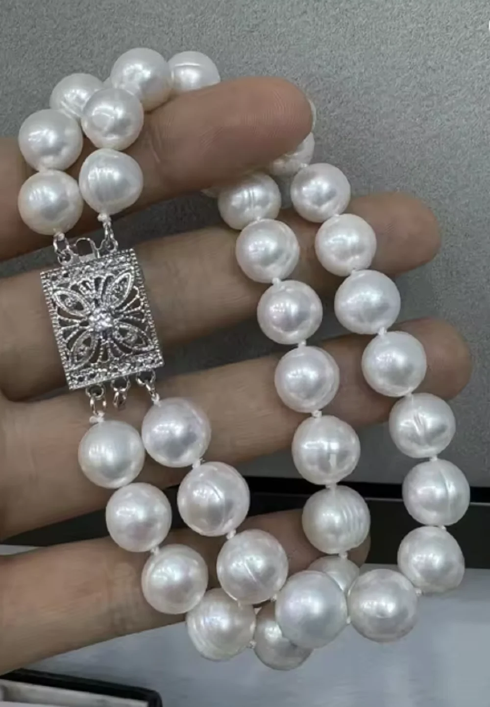 

Double chain bracelet AAA10-11mm natural South Sea Baroque white pearl bracelet 925s/18cm/20cm/real photo