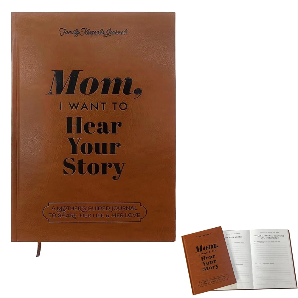 Mom I Want To Hear Your Story Leather Hardcover Ribbon Bookmark Mom Tell Me Your Life Story Journal Meaningful Memory Journal