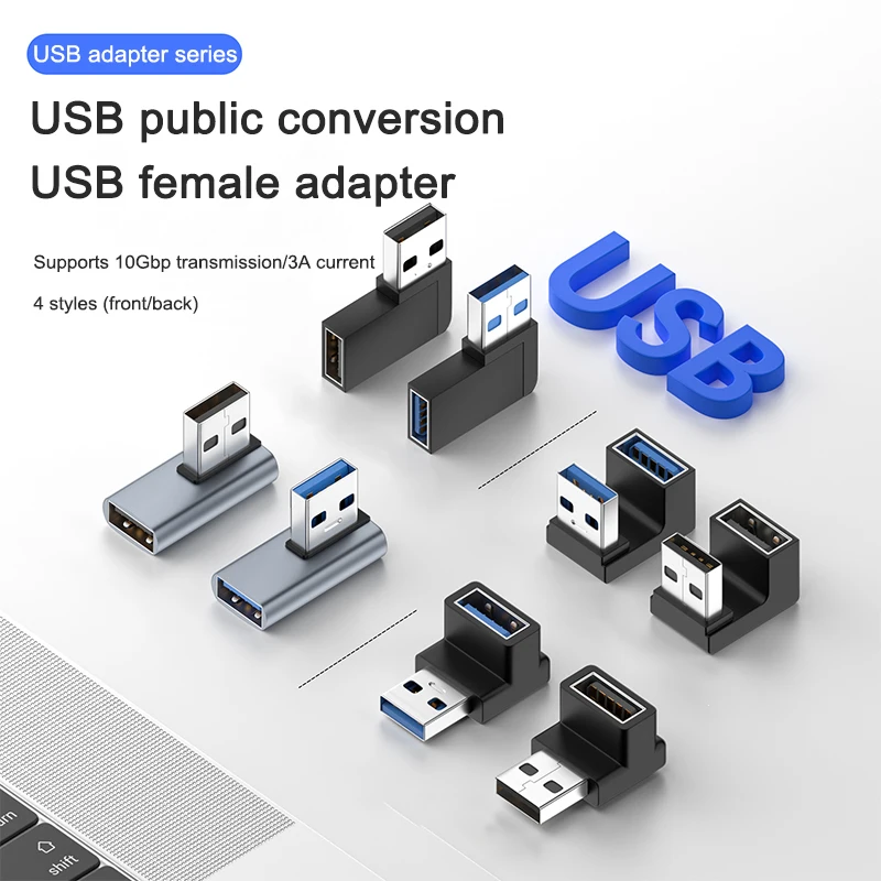 90 Degree USB 3.0 Male to Female Right Angle Extension Adapter USB Upward Elbow Adapter 10Gbps For Laptop PC Connector Converte