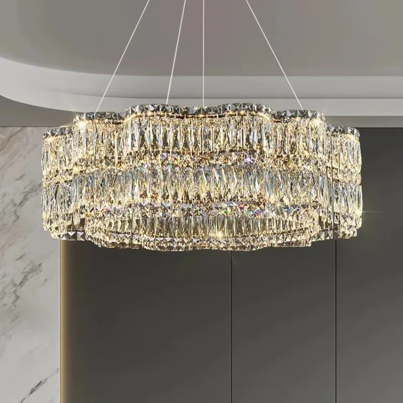 Modern Golden Circular Crystal Chandelier For Living Room Bedroom Luxury Pendant Lighting Dining Room Decorative Lamps Fixture