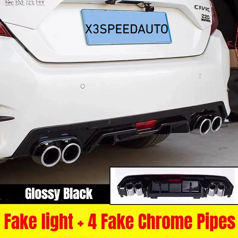 High Quality Sporty Style Rear Bumper Protector Guard Cover Difuser Body Kit For Honda Civic 10th Gen 4DR 2016 -2021 2017 2018