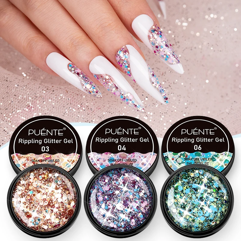 Colorful Glitter Sequins Gel Nail Polish 5ML Glitter Nail Art Gel Soak Off UV Gel For Manicure Semi Permanent Varnish Hybrid