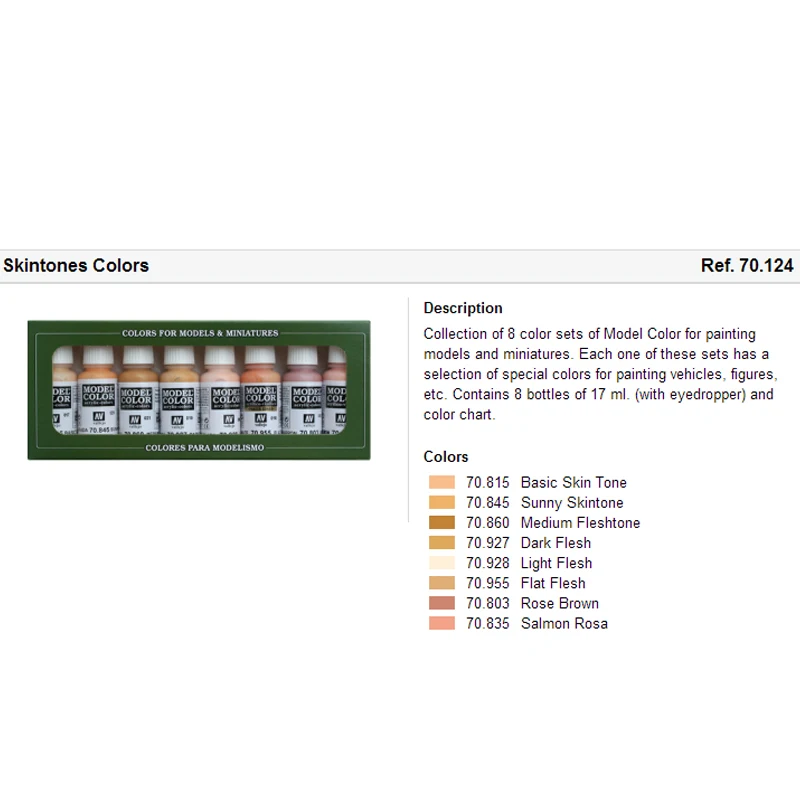 Vallejo Paint Facial Skin Color Set 70124 Spanish AV Environmentally Friendly Water-based  model pigment