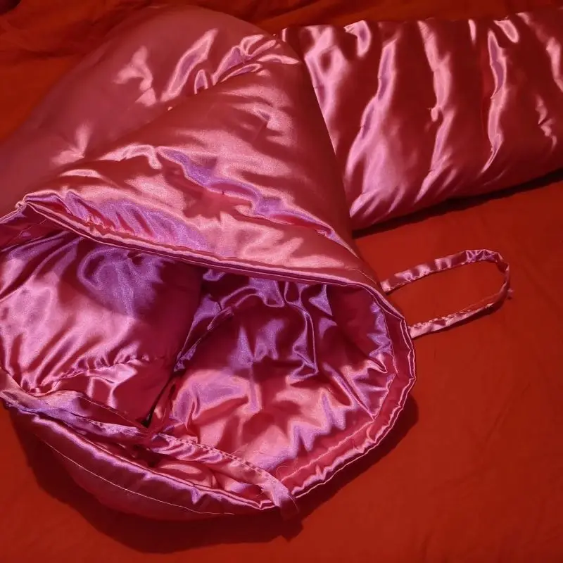Saco de dormir suave y sedoso de 2M de longitud, relleno grueso de algodón, satén cálido, invierno, exterior, Camping, hogar, saco de dormir tipo sobre