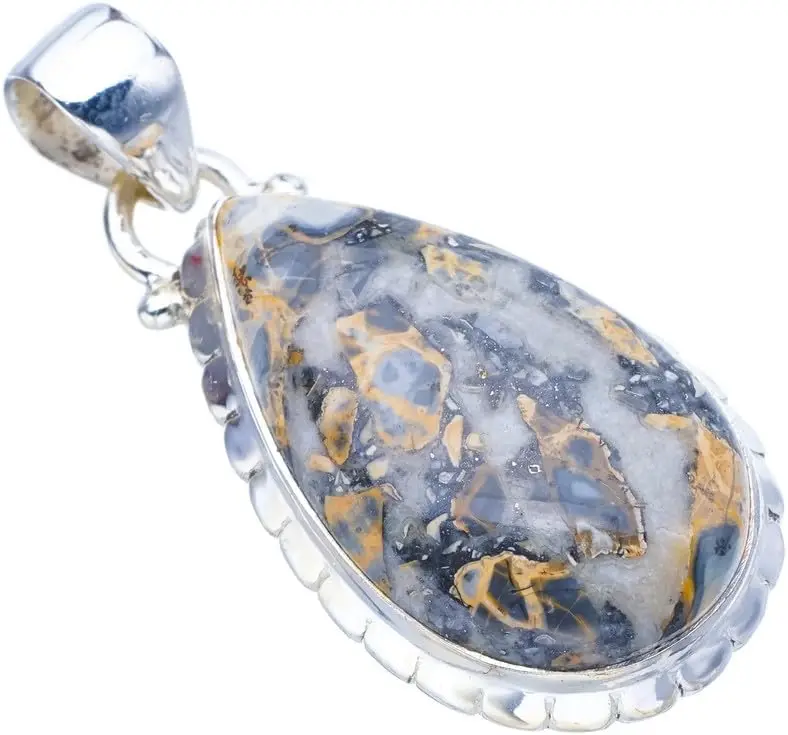 

Подвеска StarGems из стерлингового серебра 925 пробы ручной работы с натуральной яшмой 1,5 дюйма F4278