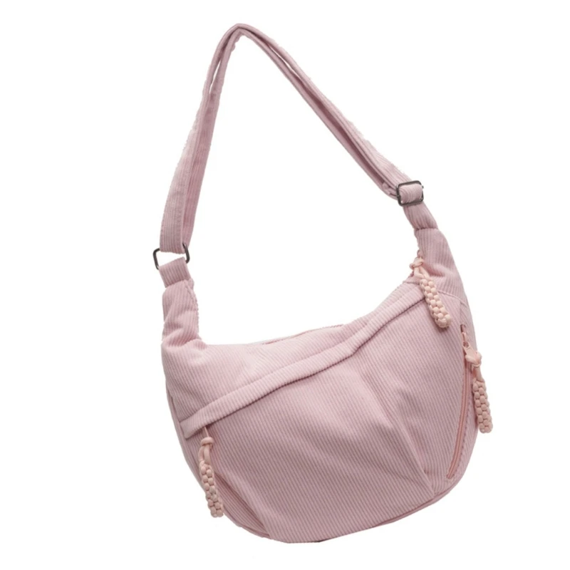 E74B Corduroy Crossbody Bag Casual Fashion Dumpling Shape Shoulder Bags for Daily Use Multiple Colors Available