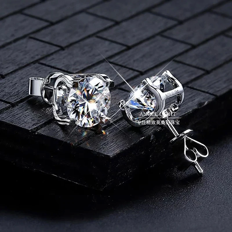 100% Moissanite Diamond Stud Earrings 18K White Gold Silver Plated Flower Earrings Women's Bright Moissanite Party Jewelry