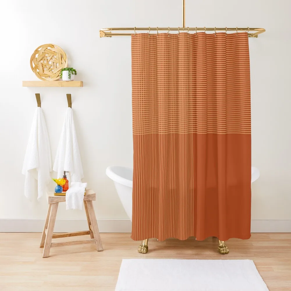 

Orange Rust Minimalist Grid Pattern Shower Curtain For Shower Bathroom Deco For Bathrooms With Beautiful Designs Curtain