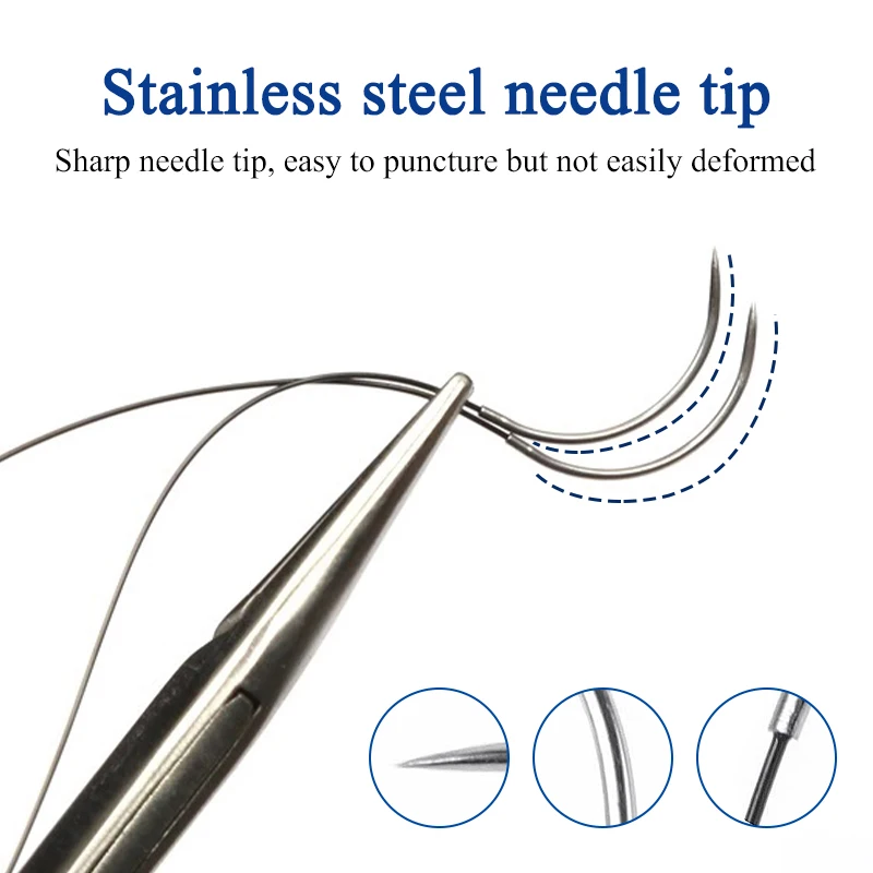 Lingqiao เข็มเย็บทางการแพทย์ตาสองชั้นฝังด้ายไม่ดูดซับศัลยกรรมพลาสติกผ่าตัดด้ายไนลอนเข็มเย็บ