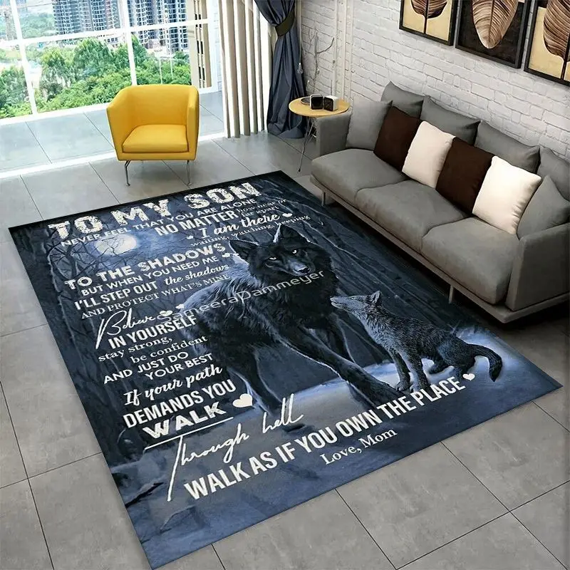Gift Thanks To My Son Letter Present Large Area Rug Non-slip Carpet for Bedroom Living Room Sofa Doormat Home Decor Floor Mat