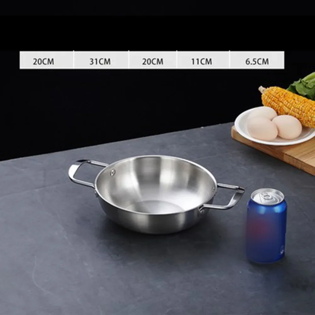 Double Ear Handle Korean Style Seafood Pot Thickened Stainless Steel Kimchi Hot Pot for Uniform Cooking and Durability