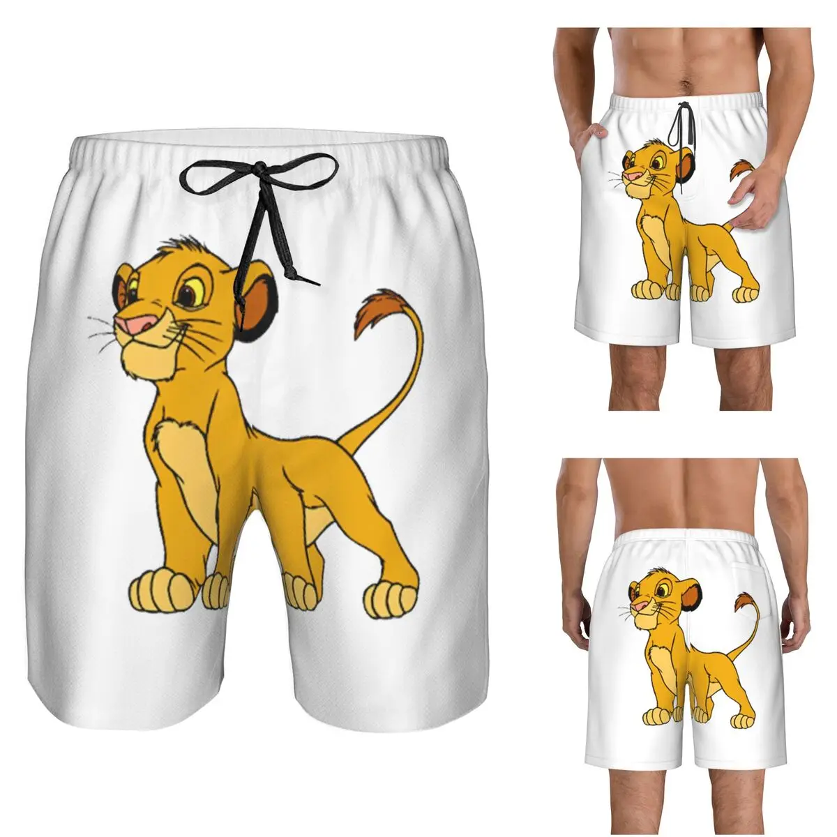 Babe Lion Trunks Beach Board Shorts Casual Quick Dry Swim Summer Men Pants