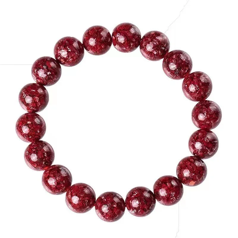 Natural Raw Ore Crystal Sand Super Cinnabar Bracelet Granular Transparent Bracelet for Men and Women