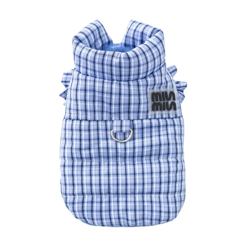 Manteau chaud en coton à manches courtes pour animaux de compagnie, vêtements d'hiver de Style princesse pour chiens, veste maltais à carreaux à la mode, fournitures pour animaux de compagnie