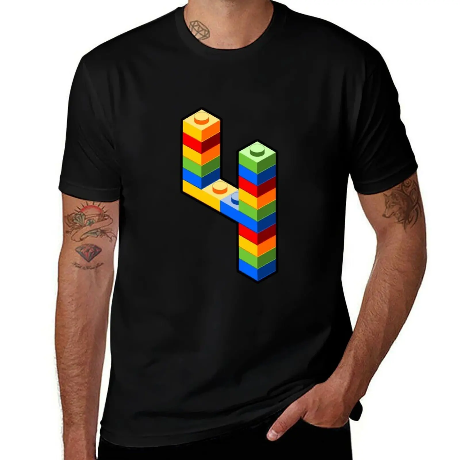 

Number 4 number 4 - block building block T-Shirt t shirts with prints t shirts for man cotton funny man graphic t shirt T-Shirt