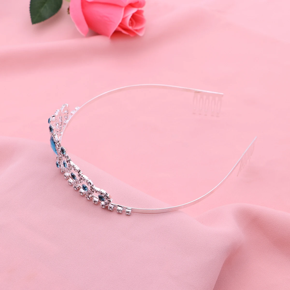 

Crystal Tiara Crown Hair Comb Accessories Girls Lightweight Durable Heart Design Party Birthday Cosplay Jewelries Children